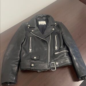 Acne Black Leather Biker Jacket
